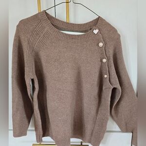 Crew Nack Sweater W Embellished Buttons Size L